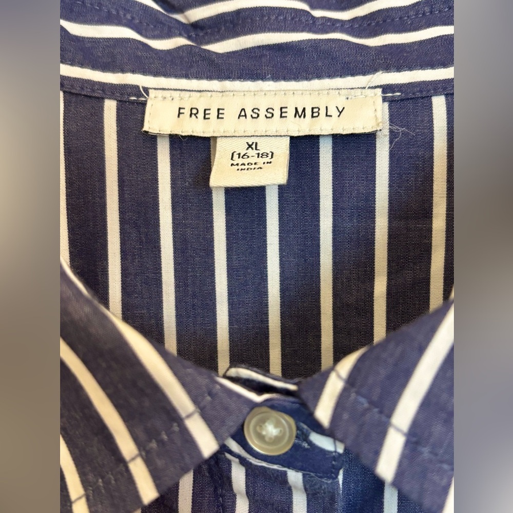 NWT Free Assembly blue stripe cotton dress women size XL - Picture 2 of 6